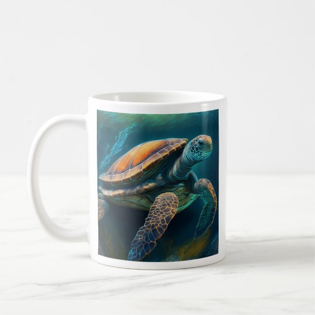 Mug Tortue de mer nageant dans l'océan (Gauche)