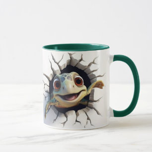 Mug Tortue de mer sortant du mur