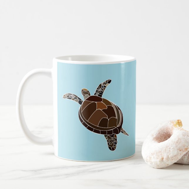 Mug Tortue de Mer Vie Marine Côtière (Avec donut)