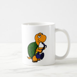 Mug Tortue drôle jouant un saxophone