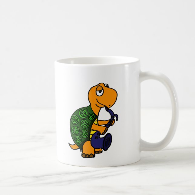 Mug Tortue drôle jouant un saxophone (Droite)