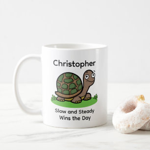 Mug Tortue Drôle Lent Et Régulier Nom Personnalisé