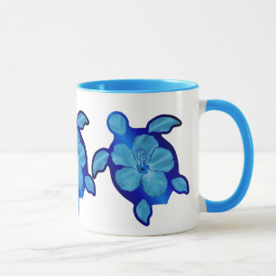 Mug Tortue et ketmie bleues de Honu