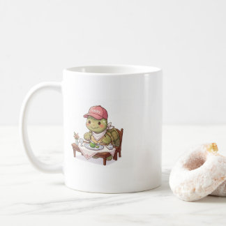 Mug Tortue mignonne et heureuse prenant un repas