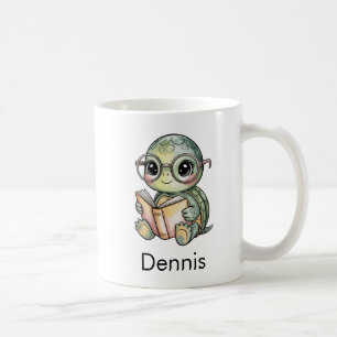 Mug Tortue Mignonne Lisant un Livre Personnalisé