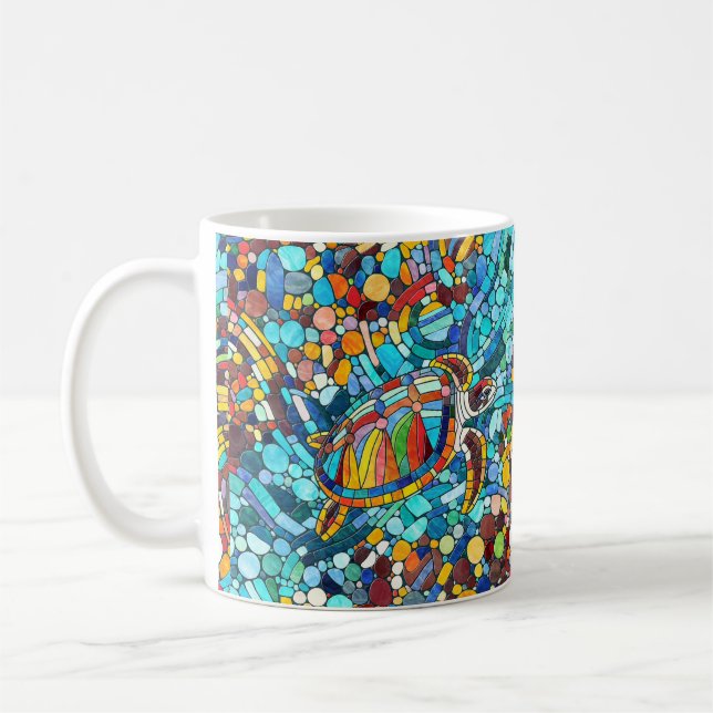 Mug Tortue mosaïque colorée (Gauche)