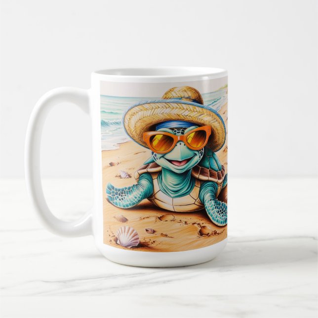 Mug Tortue Personnalisable Sur La Plage (Gauche)