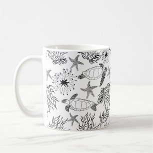 Mug Tortue plantes corail mer océan sous-marin sans co