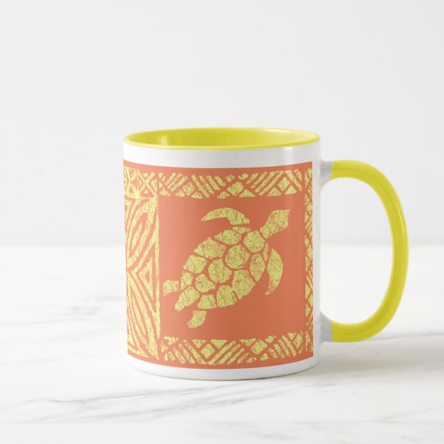 Mug Tortue primitive hawaïenne de Tapa de Honu (Droite)