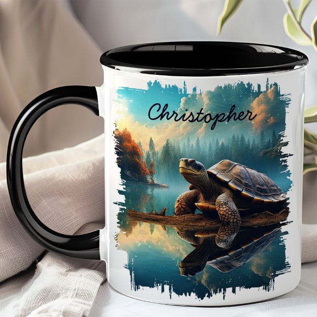 Mug Tortue sur le lac Log Réflexion (Créateur téléchargé)
