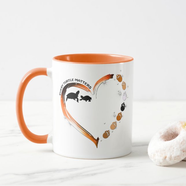 Mug Tortues Chaque tortue compte Golden Heart Paws (Avec donut)