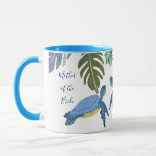 Mug Tortues de mer Mariage bleu jaune