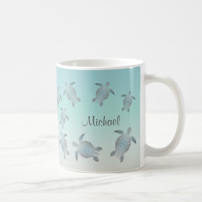 Mug Tortues de mer Style plage Monogramme Côté (Droite)