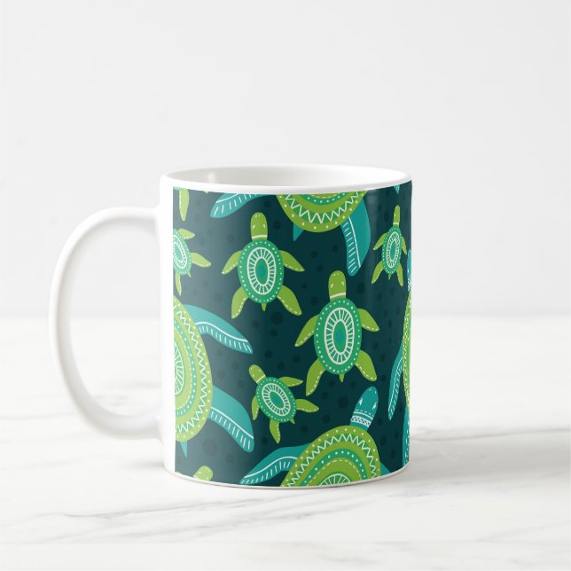 Mug Tortues ornementales vertes : motif vintage. (Gauche)