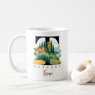 Mug Toscane Italie Monogramme Lettre T Cadeau Personna