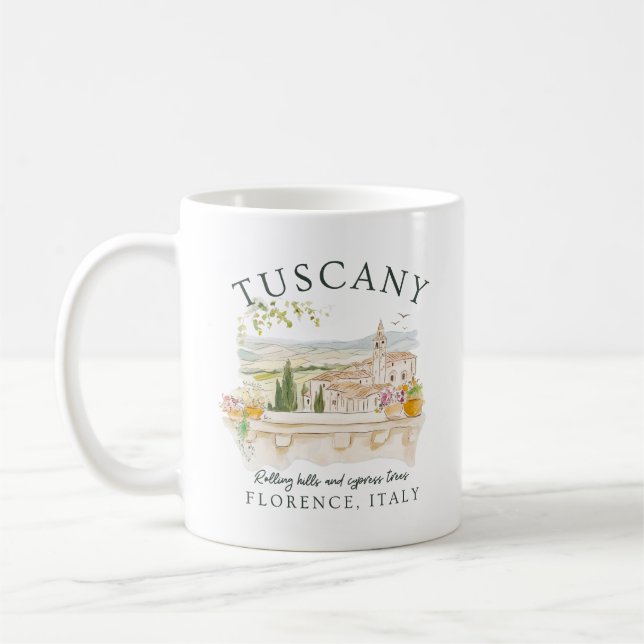 Mug Toscane Italie Travel-Rolling Hills & Cypress Tree (Gauche)