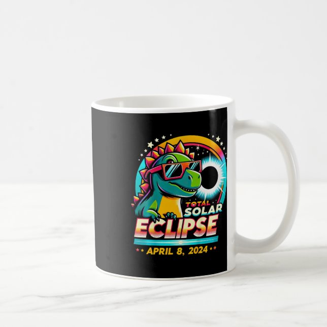 Mug Total Éclipse Solaire 2024 T-rex Portant du verre  (Droite)