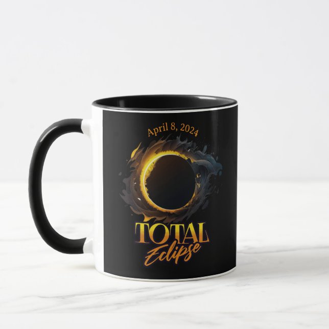 Mug Total Éclipse solaire 8 avril 2024 Commémoratif (Gauche)