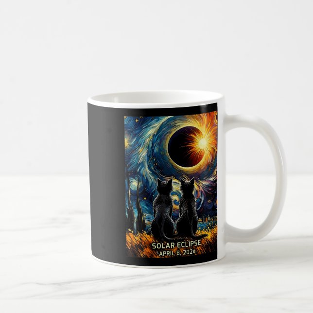 Mug Total Éclipse Solaire Avril 8 2024 Van Gogh Chat L (Droite)