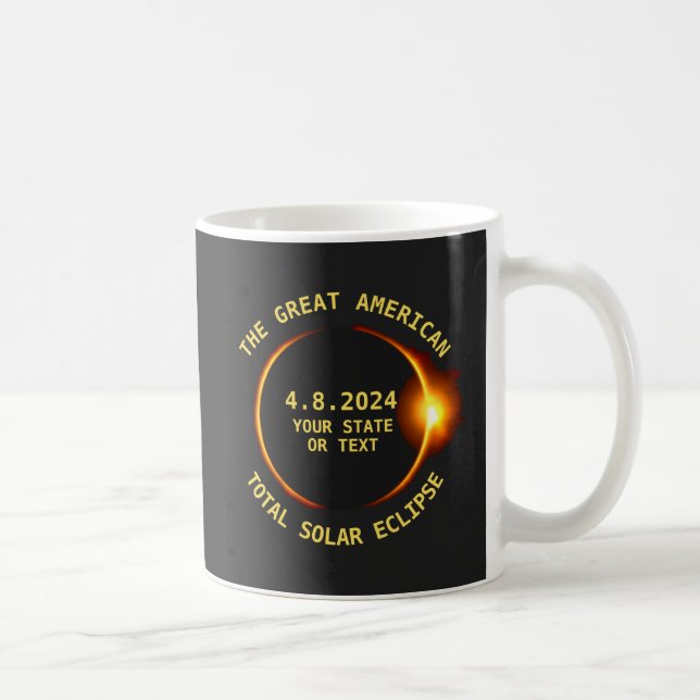 Mug Total Solaire Eclipse Avril 8 2024 USA, Custom Tex (Droite)