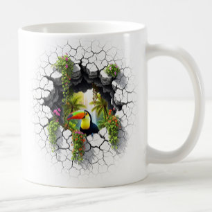 Mug Toucan Coloré En Regardant À Travers Wall Portal
