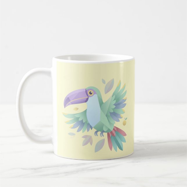 Mug Toucan Pastel Géométrique – Oiseau Tropical Minima (Gauche)