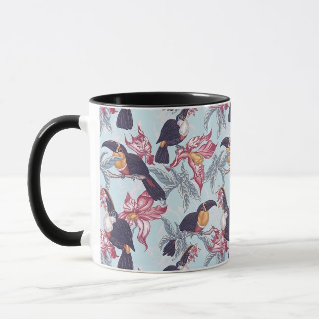 Mug Toucans avec les fleurs exotiques (Gauche)