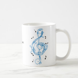 Mug Touche de note sol de défilement bleu de la clef d