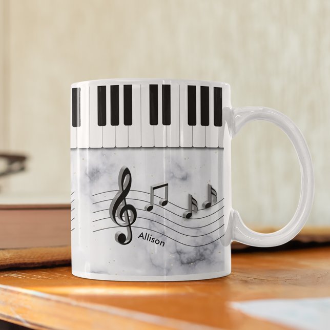 Mug Touches de piano personnalisées et notes musicales (Créateur téléchargé)