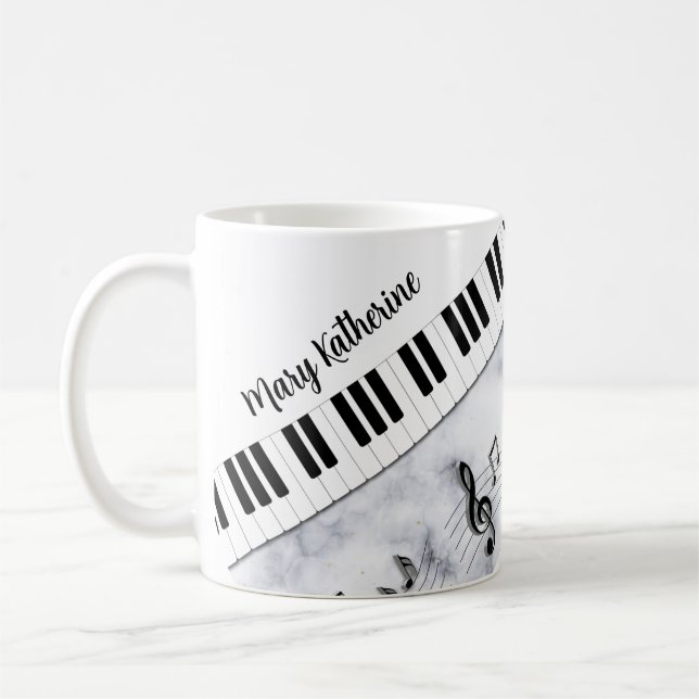 Mug Touches de piano personnalisées Whimsical Noir Bla (Gauche)
