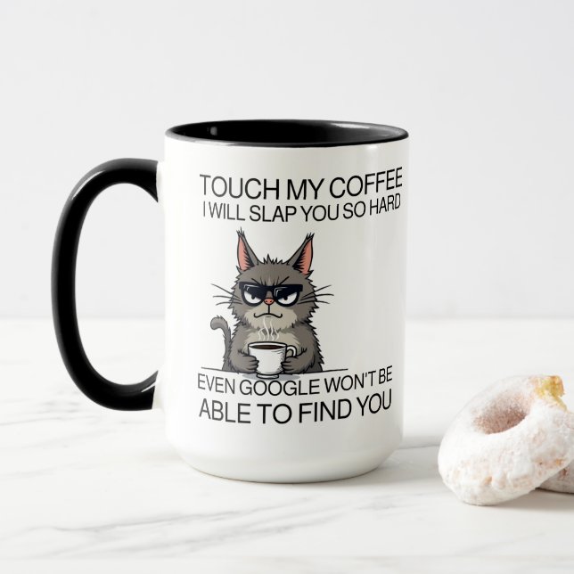 Mug Touchez mon café et je vous giflerai (Avec donut)