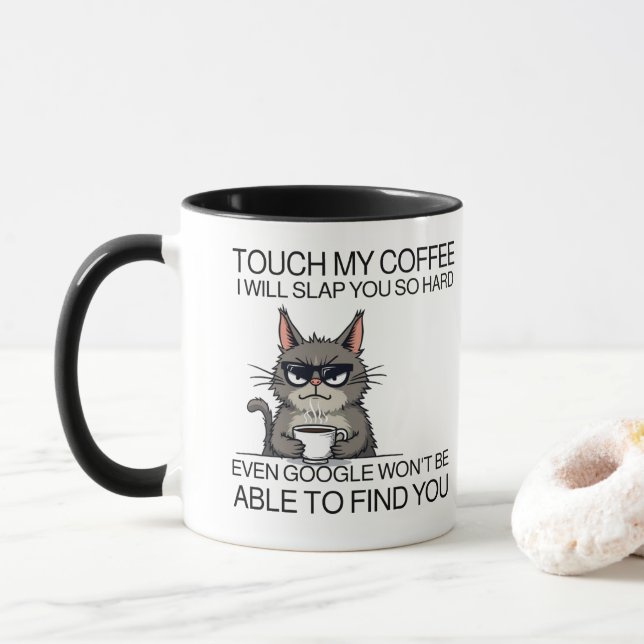 Mug Touchez mon café et je vous giflerai (Avec donut)