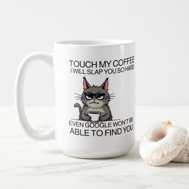 Mug Touchez mon café et je vous giflerai (Avec donut)