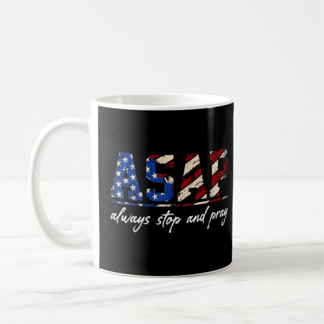 Mug Toujours Arrêter Et Prier Drapeau Américain (Gauche)