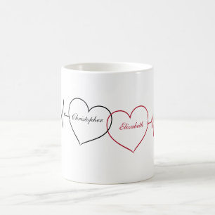 Mug Toujours Connecté Au Coeur, Nom Personnalisé