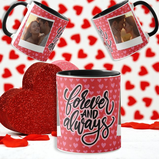 Mug Toujours et toujours - Photo personnalisée avec Mu (Forever and Always - Custom Photo with Hearts Mug)