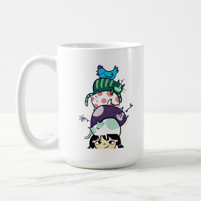 Mug Tour de vie mignonne pour chat empilé d'art (Gauche)