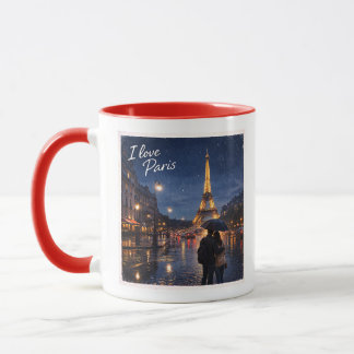 Mug Tour Eiffel de Paris nuit pluvieuse romantique Art