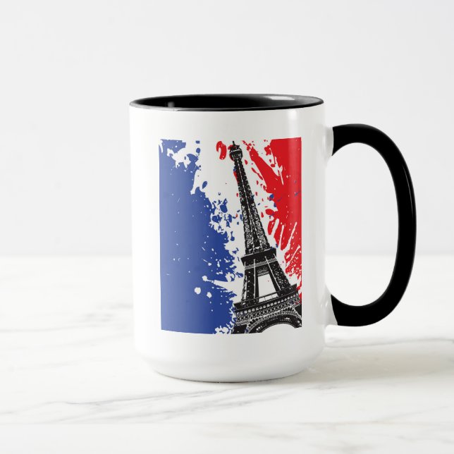 Mug Tour Eiffel | drapeau grunge de Paris, France | (Droite)