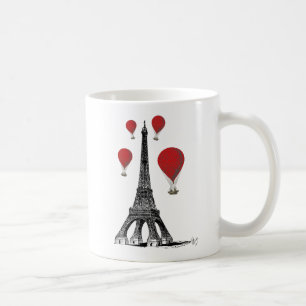 Mug Tour Eiffel et ballons à air d'un rouge ardent