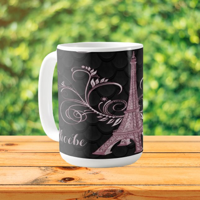 Mug Tour Eiffel Flore Rose (Pink Eiffel Tower Floral Swirls Coffee Mug)