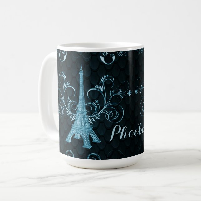 Mug Tour Eiffel Floriaux bleus (Devant gauche)