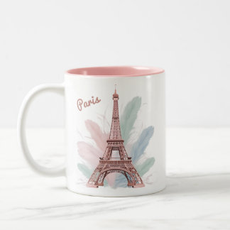 Mug Tour Eiffel Paris avec Plumes Pastel
