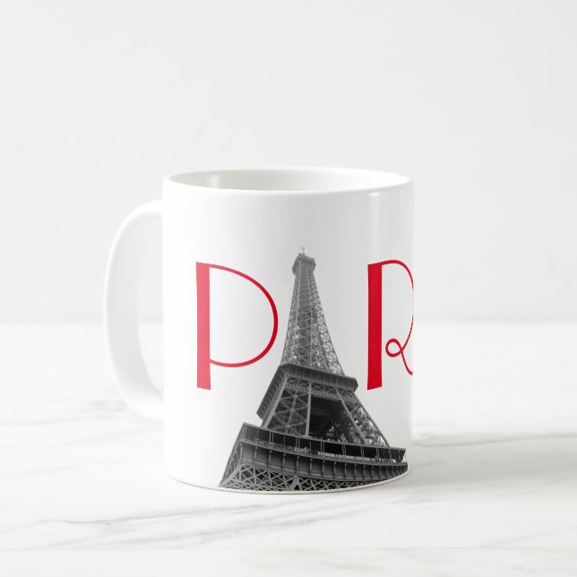 Mug Tour Eiffel Rouge Noir & Blanc Paris Travel (Devant gauche)
