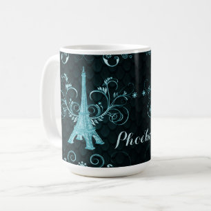 Mug Tour Eiffel Turquoise Floral