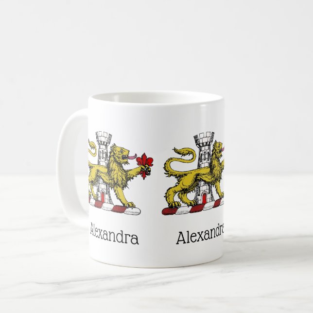 Mug Tour Lion Emblème de la Crête Fleur de Lis C (Devant gauche)