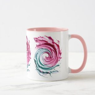 Mug Tourbillon Abstrait en Rose et vert pastels.