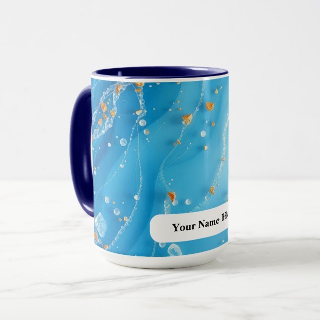 Mug Tourbillon Métallique de la Vague Azurée Glacée (Devant gauche)