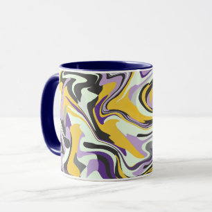 Mug Tourbillon pastel abstrait avec jaune et violet 