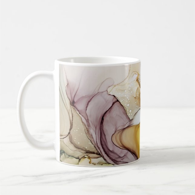 Mug Tourbillons d'encre d'alcool, teinte jaune, abstra (Gauche)